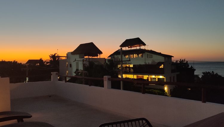 sunset roof sea view